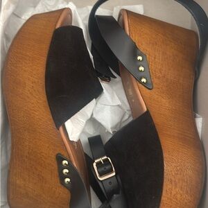 Seychelles Black and Tan Platform Sandals